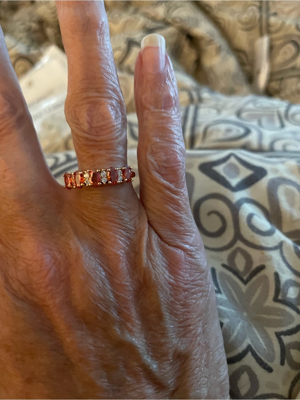Red Stone Eternity Band Ring - Women Jewelry size 7